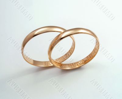 Wedding rings on white