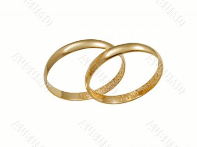 Wedding rings on white