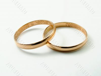 Wedding rings on white