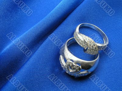 Jewelry on blue background