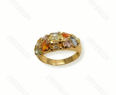 Jewelry ring with color gems