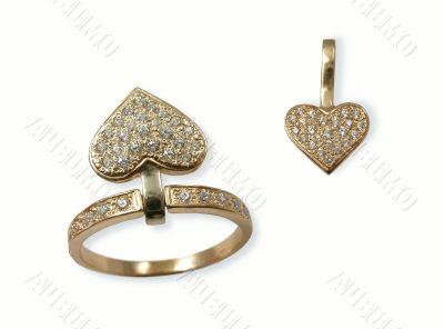 Jewels in the form of heart. Isolated