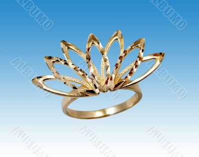 Golden jewelry ring