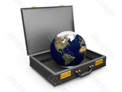 Globe in briefcase
