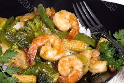 Shrimp Stir fry over rice 2