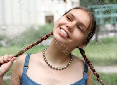 Girl with braids smiling