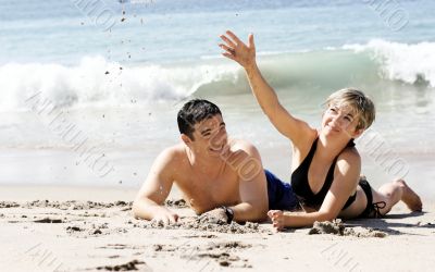Playing on the beach