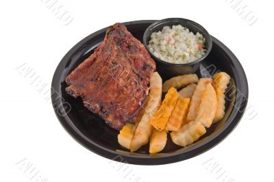bbq ribs plate on white