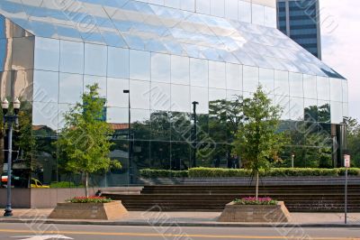 downtown urban park reflections
