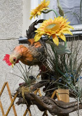 The cock on a fence