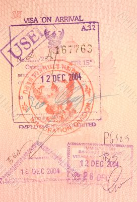 passport stamps - visa on arrival to thailand