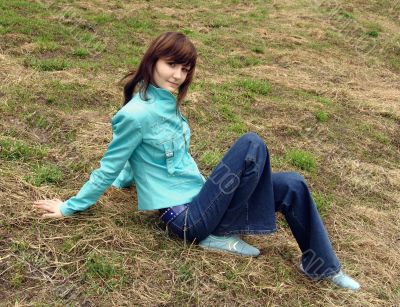 Girl  on grass