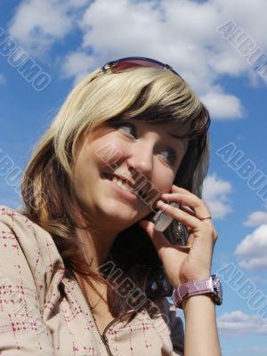 Portrait of girl with telephone
