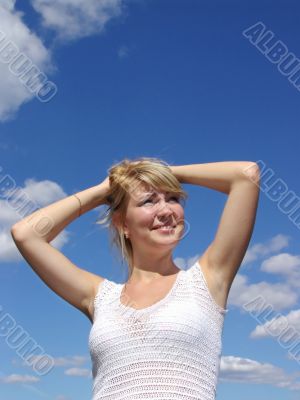 Happy girl in clouds