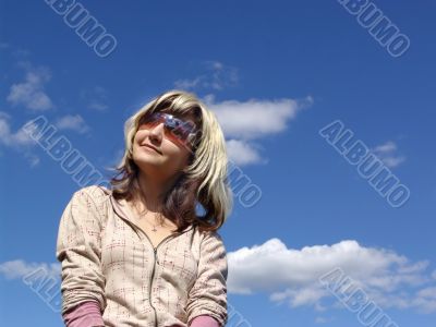 Happy girl in clouds