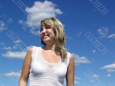 Happy girl in clouds