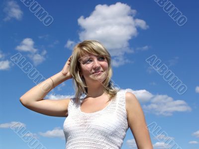 Happy girl in clouds