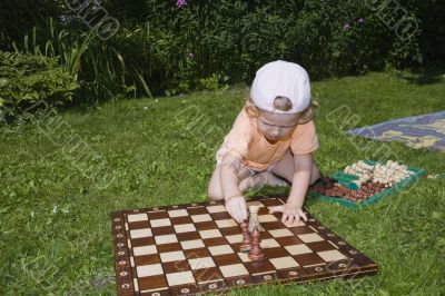 Girl playing chess