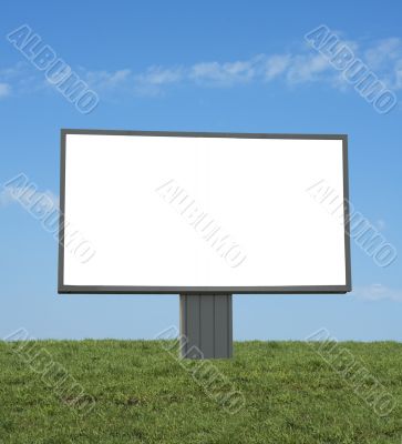 blank bilboard in a green field, add your text or image