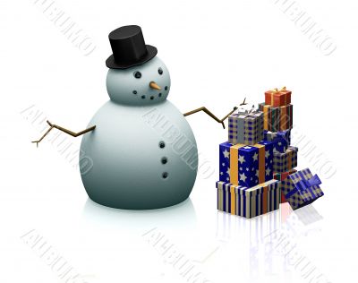 Snowman with gifts