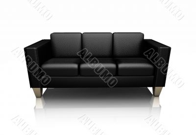 Black leather settee