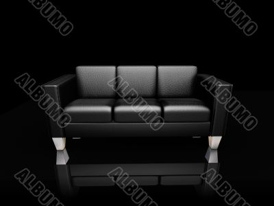 Black leather settee