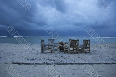 beach in stormy weather