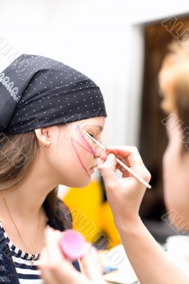 Preparing make up to actress before scene #3