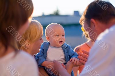 Four adults care about baby