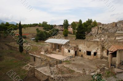 Italian town Pompeii view on ruins #1