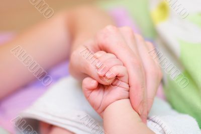 Baby hold mother finger on your hand #2