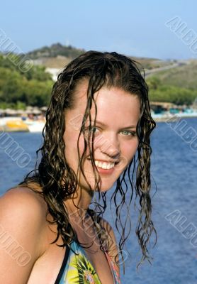 Young beautiful girls on a beach