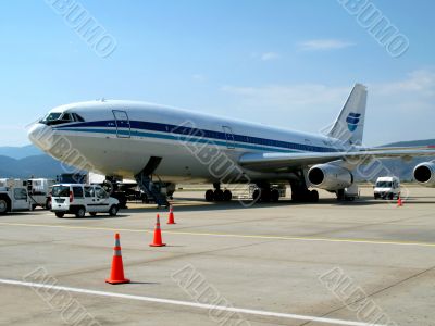 Air liner in airport