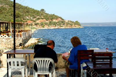 Aegean Sea. Cafe