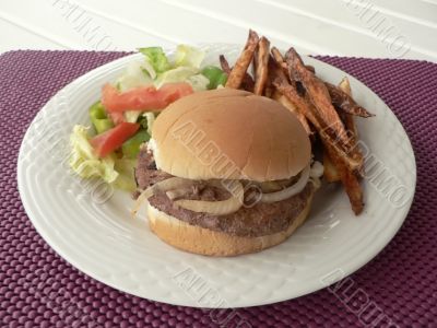 burger meal with salad and fries 3