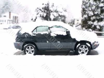 snow covered vehicle