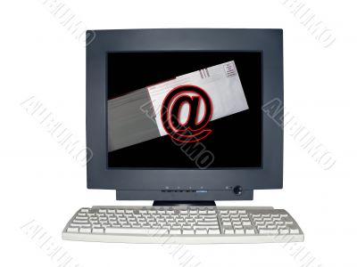  isolated computer monitor with email scene concept