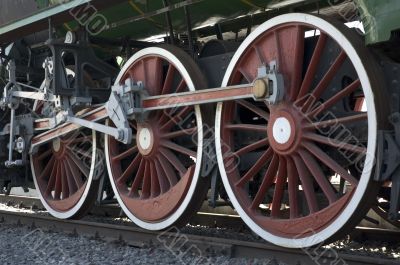 wheels of vintage steam train