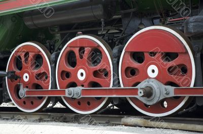 wheels of retro steam train