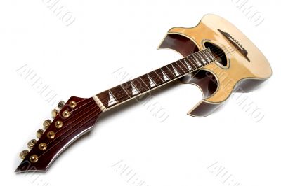 Acoustic guitar  isolated over white. Musical instrument