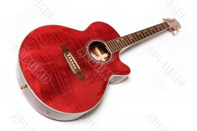 Acoustic guitar isolated over white. Musical instrument