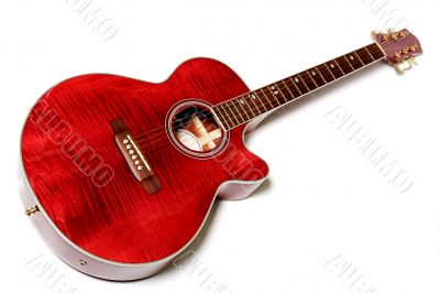 Acoustic guitar isolated over white. Musical instrument