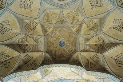 Dome of an ancient mosque, oriental ornaments from Isfahan, Iran