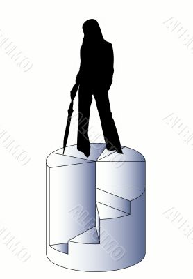 Business graphic and woman