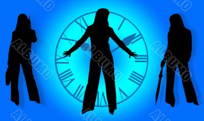 Silhouettes of business ladies