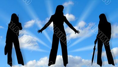 Silhouettes of business ladies