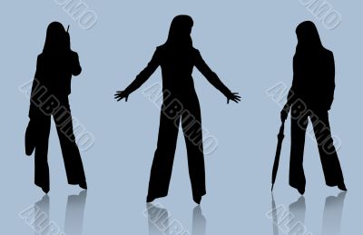 Silhouettes of business ladies