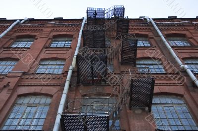metal fire escape at old factory
