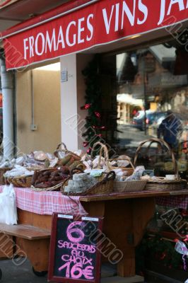 Artisan sausages in market