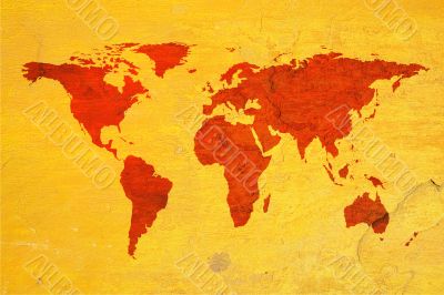 world map over textured background